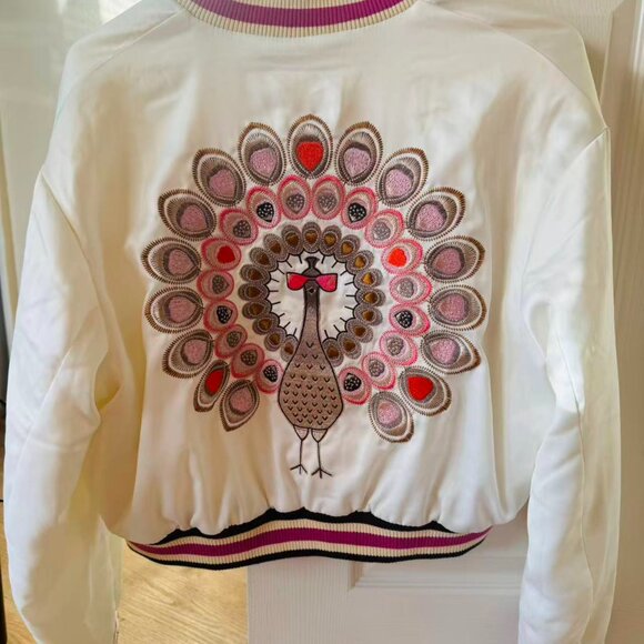 Maje Cropped Jacket with Embroidery both front and back - Picture 3 of 5